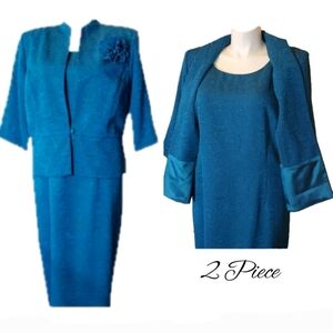 Petite 2-piece Cropped Jacket & Dress Suit